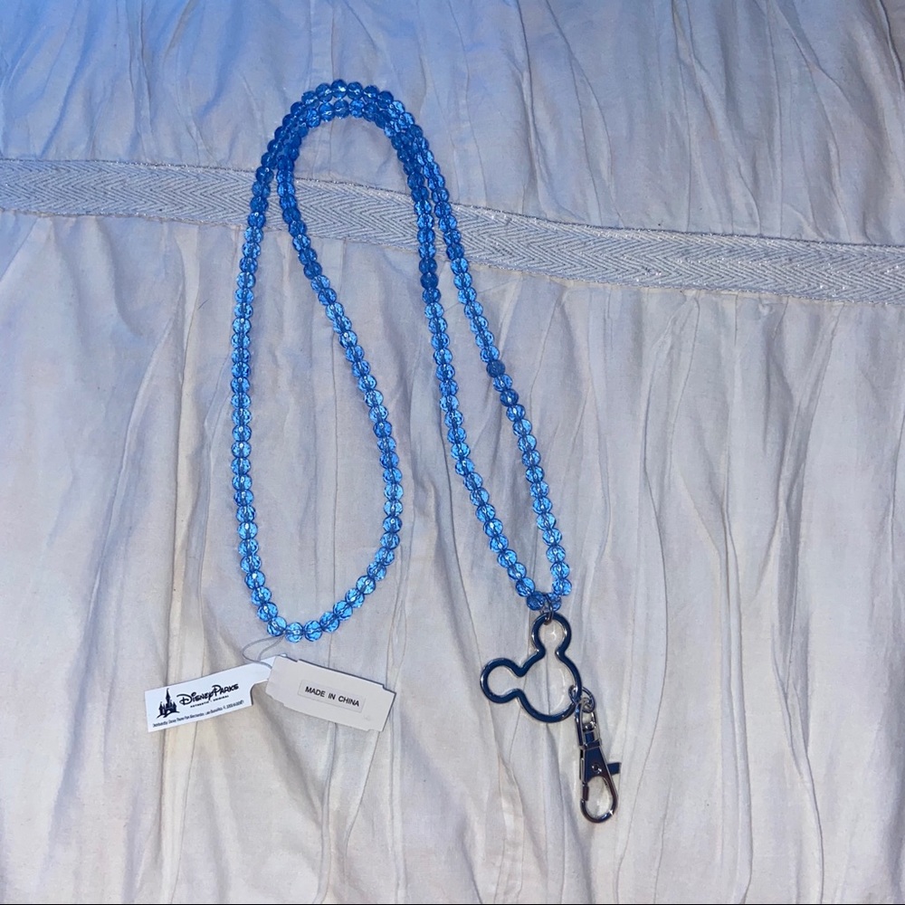 Light blue rhinestone Mickey Mouse lanyard